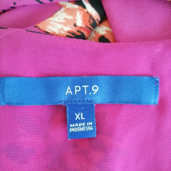 APT.9 Women Pink Cold Shoulder Sleeve Scoop Neck Floral Blouse Top Size XLarge - Picture 6 of 8